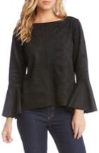 Women's Karen Kane Flare Sleeve Faux Suede Top - Black