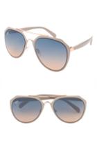 Women's Nem Cutting Edge 55mm Aviator Sunglasses - Brushed Gold W Nude