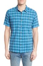 Men's Patagonia 'back Step' Regular Fit Check Short Sleeve Sport Shirt, Size - Blue