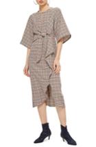 Women's Topshop Plaid Knot Front Midi Dress Us (fits Like 0) - Red