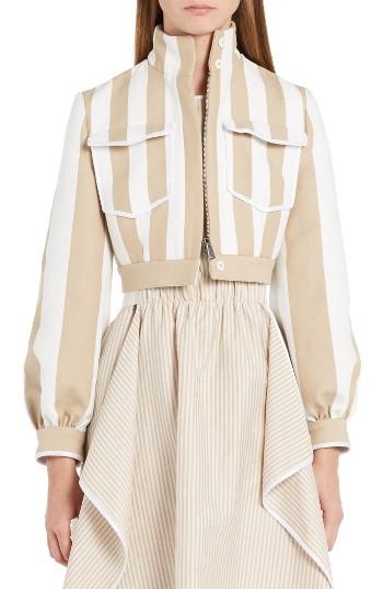 Women's Fendi Stripe Canvas Crop Jacket