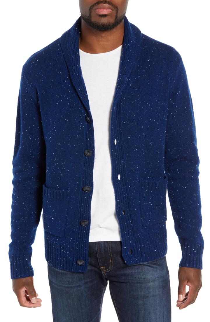 Men's Bonobos Slim Fit Shawl Collar Cashmere Cardigan - Blue