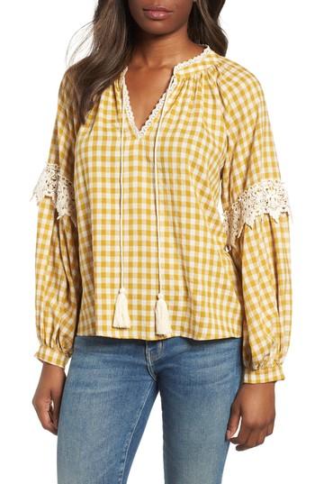 Women's Everleigh Gingham Check Peasant Top - Yellow