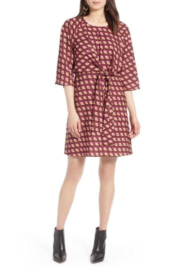 Women's Halogen Tie Front Dress - Burgundy
