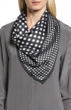 Women's Kate Spade New York Gingham Square Silk Scarf, Size - Black