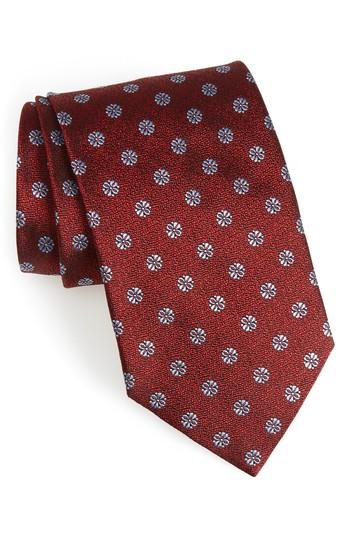 Men's Ermenegildo Zegna Medallion Silk Tie, Size X-long - Red