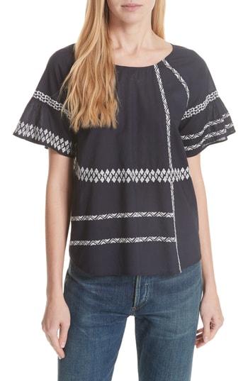 Women's Joie Shoffie Embroidered Cotton Top - Blue