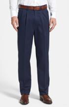 Men's Nordstrom Men's Shop 'classic' Smartcare(tm) Relaxed Fit Double Pleated Cotton Pants X 29 - Blue (online Only)