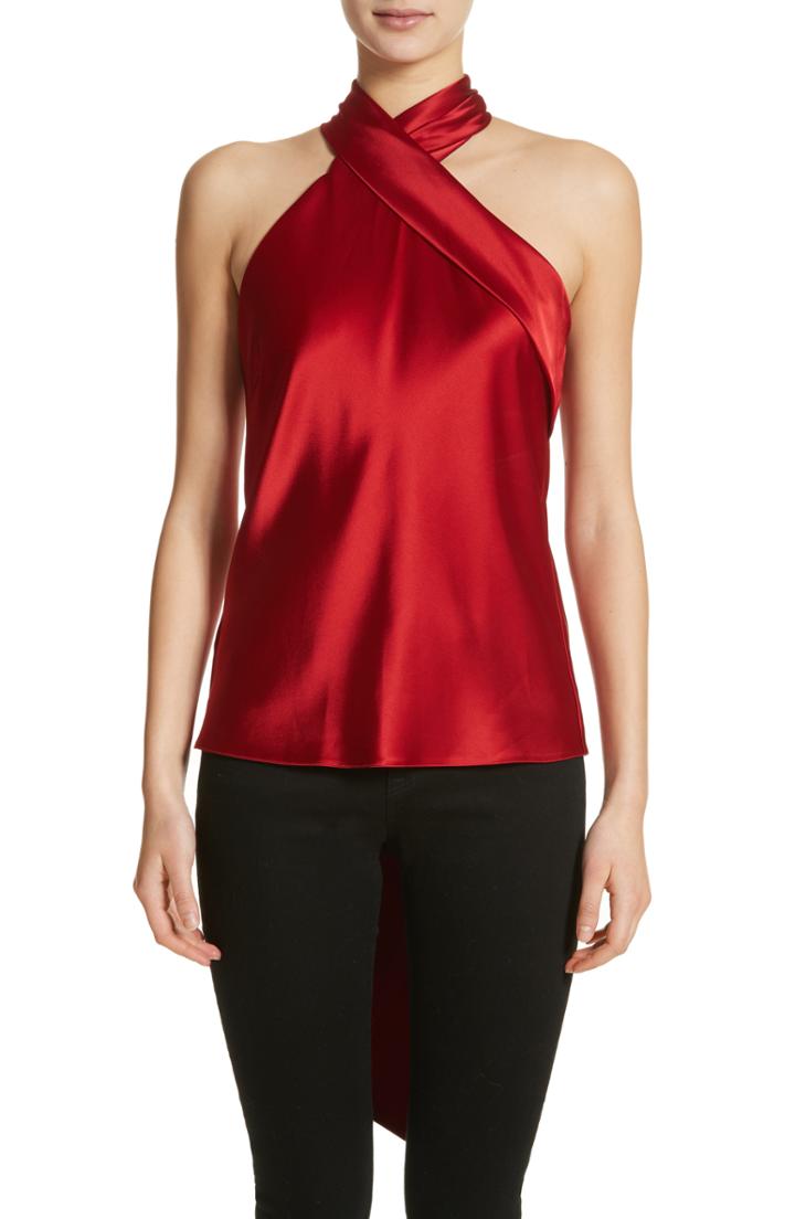 Women's Galvan Halter Neck Satin Top Us / 36 Fr - Red