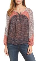 Women's Lucky Brand Mixed Print Peasant Top - Blue