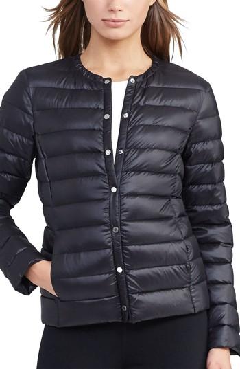 Women's Lauren Ralph Lauren Packable Quilted Collarless Down Jacket - Black