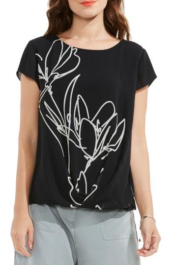Women's Vince Camuto Fluent Cluster Blouse, Size - Black