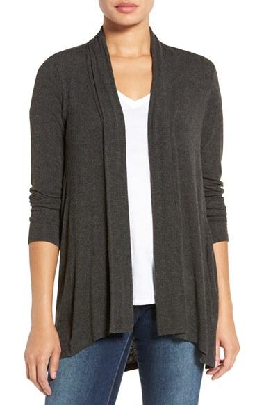 Women's Bobeau High/low Jersey Cardigan - Grey