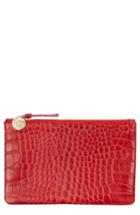 Clare V. Croc Embossed Leather Wallet Clutch - Red