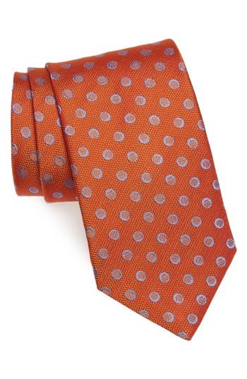 Men's David Donahue Dot Silk Tie, Size - Orange