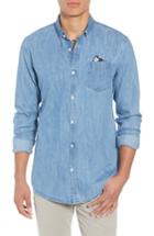 Men's Scotch & Soda Amsterdams Blauw Pocket Square Chambray Sport Shirt - Blue