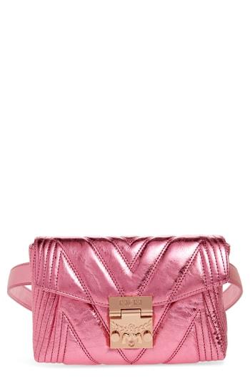 Mcm Patricia Logo Quilted Leather Belt Bag - Pink