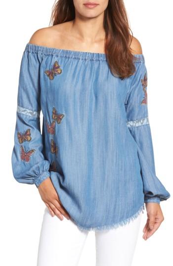 Women's Billy T Embroidered Off The Shoulder Top - Blue