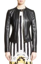 Women's Versace Collection Leather Jacket Us / 46 It - Black