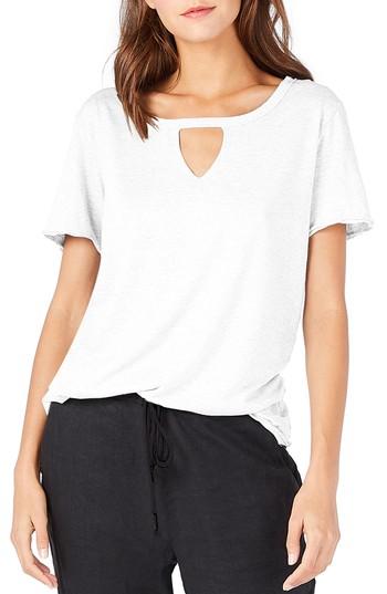 Women's Michael Stars Keyhole Neck Tee, Size - White