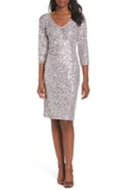 Women's Alex Evenings Sequin Lace Sheath Dress - Metallic