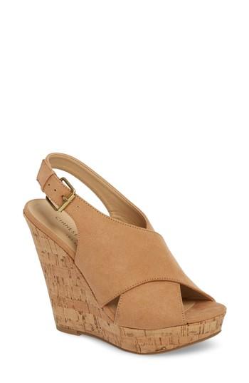 Women's Chinese Laundry Myya Slingback Wedge Sandal M - Brown