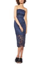 Women's Topshop Strapless Lace Midi Dress Us (fits Like 0) - Blue
