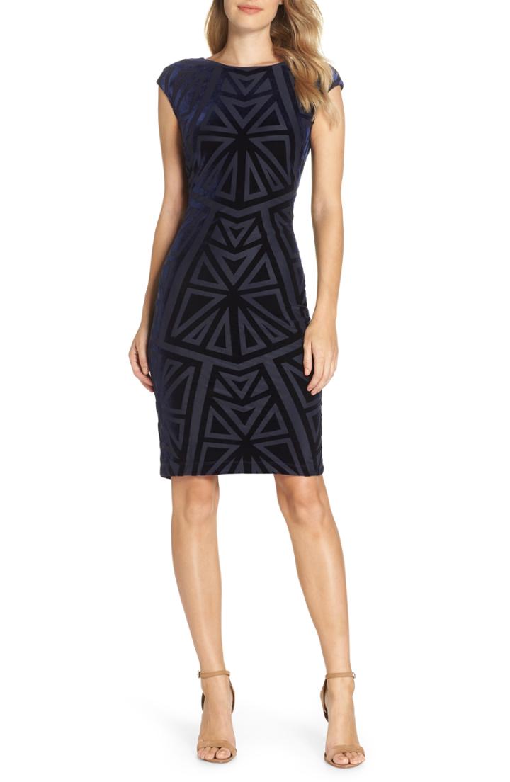 Women's Vince Camuto Velvet Jacquard Sheath Dress
