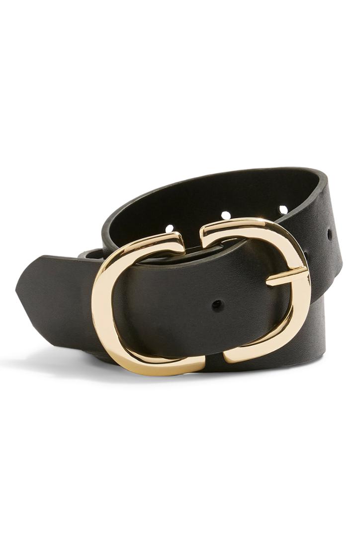 Women's Topshop Logo Belt - Black