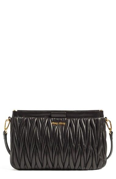 Miu Miu Small Matelasse Leather Clutch - Black