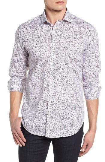 Men's Thomas Dean Microprint Sport Shirt, Size - Blue