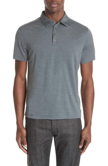 Men's John Varvatos Collection Hampton Silk Blend Jersey Polo - Grey