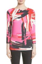 Women's St. John Collection Brushstroke Print Jersey Top, Size - Red