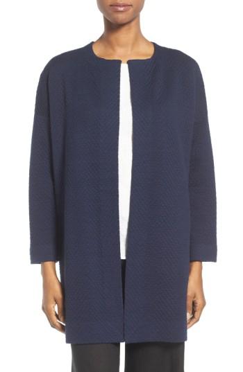 Women's Eileen Fisher Silk Blend Jacquard Jacket - Blue