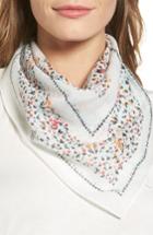 Women's Echo Floral Print Square Scarf, Size - White