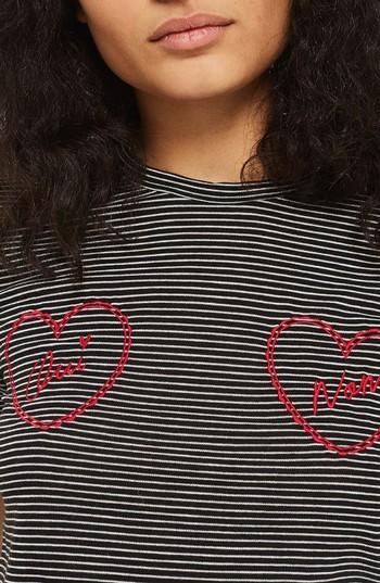 Women's Topshop Oui Non Embroidered Tee Us (fits Like 0) - Black