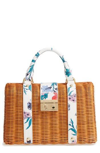 Draper James Elliston Wicker Top Handle Satchel - Beige