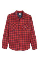 Men's Rvca Toy Machine Flannel Shirt Jacket, Size - Red