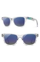 Women's Shwood Polarized Wood Inlay Sunglasses - Crystal/ Abalone Shell/ Blue