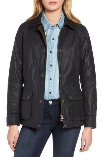 Women's Barbour Castlebay Water Resistant Waxed Canvas Jacket Us / 10 Uk - Blue