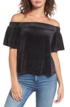 Women's Juicy Couture Velour Off The Shoulder Top - Black