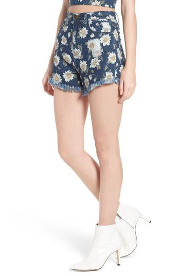 Women's Show Me Your Mumu Toledo High Waist Cutoff Denim Shorts - Blue