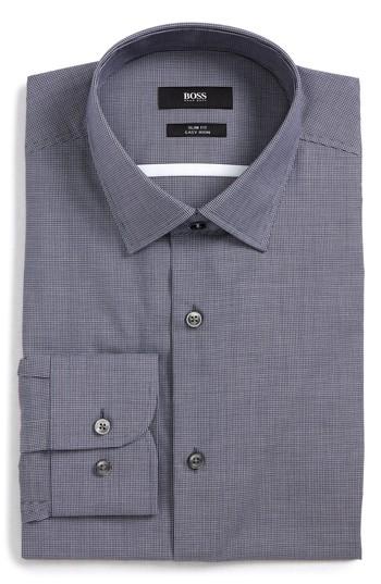 Men's Boss Jerris Slim Fit Easy Iron Check Dress Shirt .5 - Black