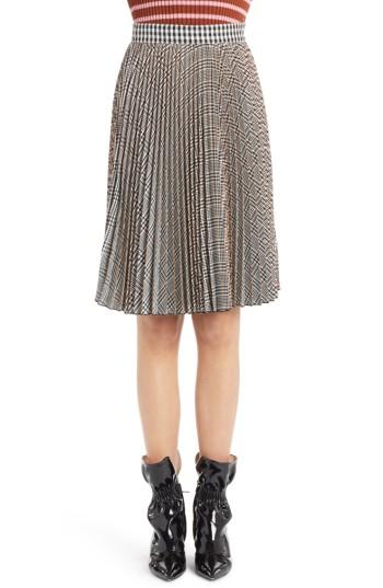 Women's Msgm Plaid Pleated Skirt Us / 38 It - Black