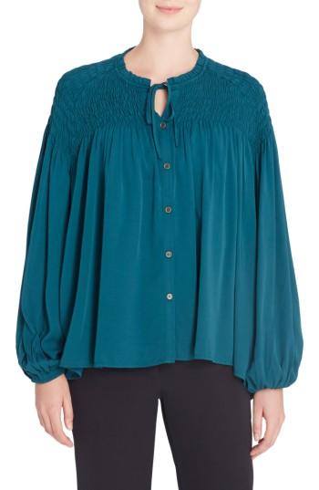 Women's Catherine Catherine Malandrino Julie Shirred Blouse - Green