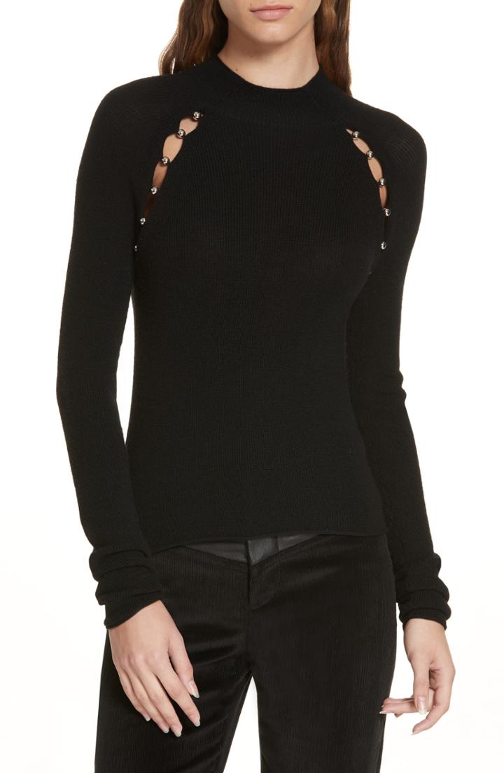 Women's Alice + Olivia Button Cutout Wool Sweater