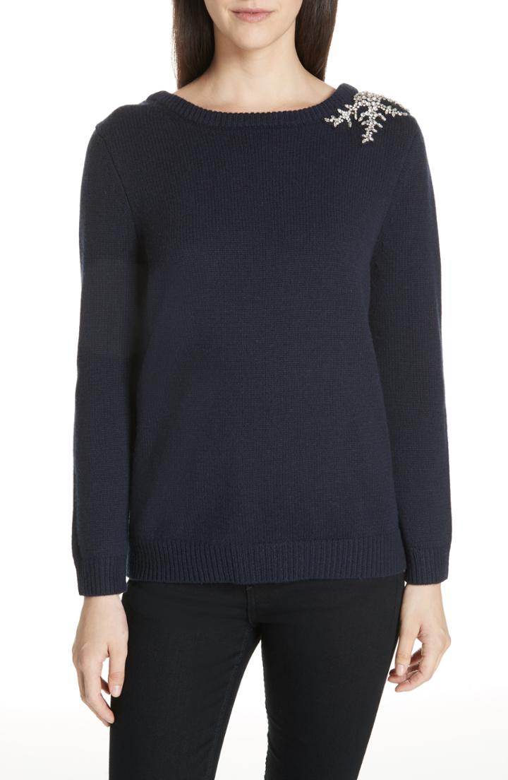Women's Ba & Sh Ourea Jewel Detail Wool Cashmere Sweater