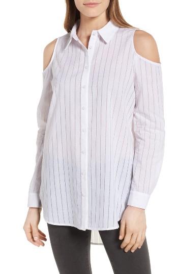 Women's Pleione Cold Shoulder Stripe Jacquard Shirt - White