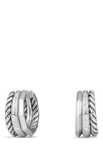 Women's David Yurman 'stax' Diamond Huggie Hoop Earrings