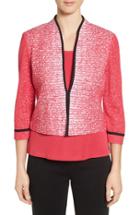 Women's Ming Wang Contrast Trim Mandarin Collar Jacket